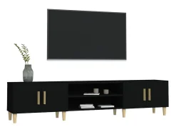 Mueble de TV madera contrachapada negro 180x31,5x40 cm