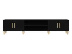 Mueble de TV madera contrachapada negro 180x31,5x40 cm