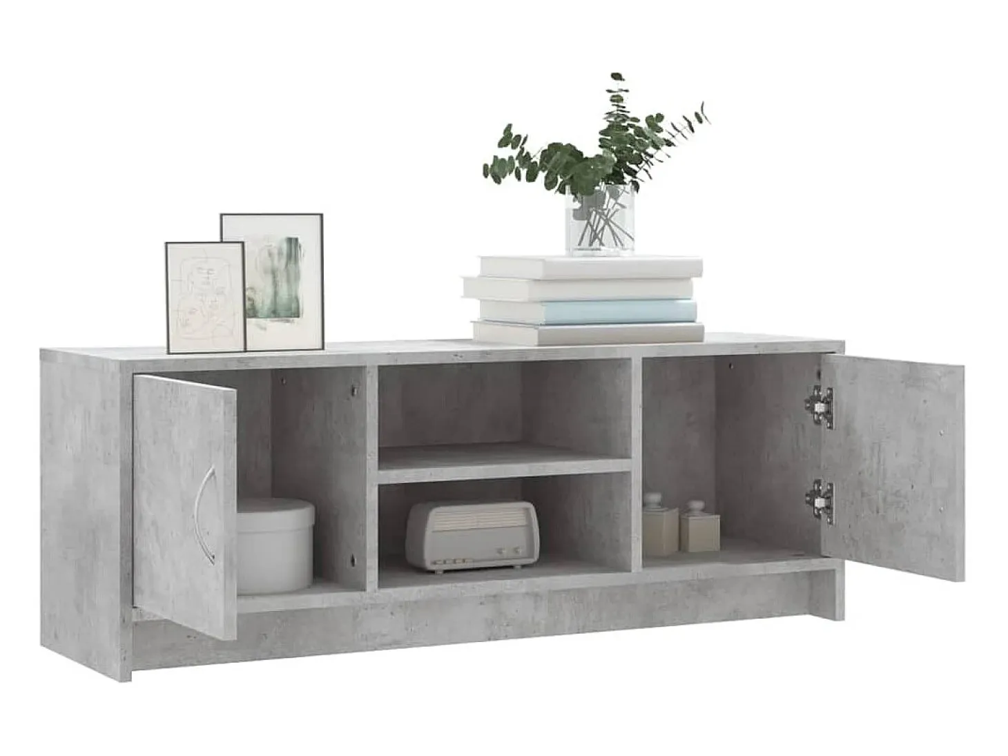 Mueble de TV madera de ingeniería gris hormigón 102x30x37,5 cm