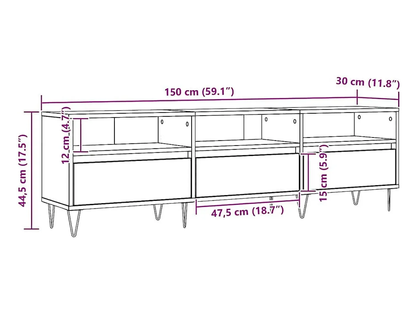 Mueble de TV madera de ingeniería roble artisan 150x30x44,5 cm