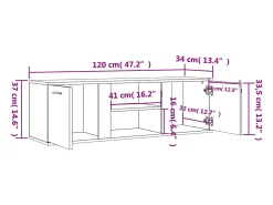 Mueble de TV madera de ingeniería roble ahumado 120x34x37 cm