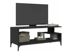 Mueble de TV madera de ingeniería y acero negro 102x40x41 cm