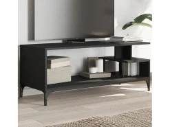 Mueble de TV madera de ingeniería y acero negro 102x40x41 cm