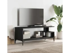 Mueble de TV madera de ingeniería y acero negro 102x40x41 cm