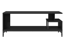 Mueble de TV madera de ingeniería y acero negro 102x40x41 cm