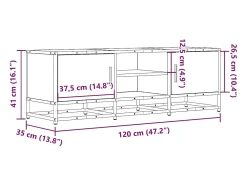 Mueble de TV madera de ingeniería y metal negro 120x35x41 cm