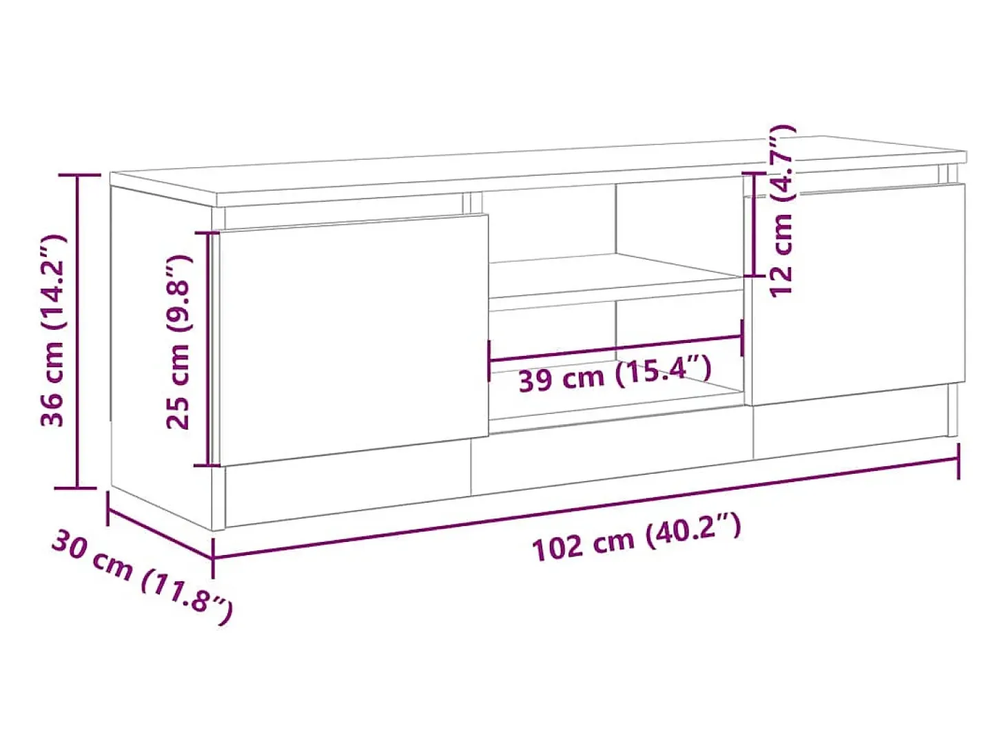 Mueble de TV madera de ingeniería roble artisan 102x30x36 cm