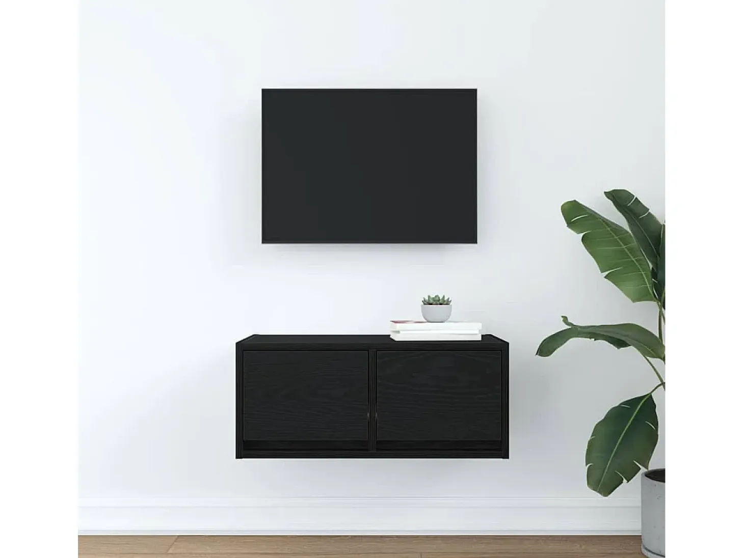 Mueble de TV madera de ingeniería roble negro 60x31x25,5 cm