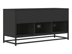 Mueble de TV madera de ingeniería y metal negro 100x35x50 cm