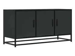 Mueble de TV madera de ingeniería y metal negro 100x35x50 cm