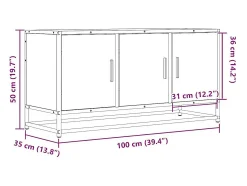 Mueble de TV madera de ingeniería y metal negro 100x35x50 cm