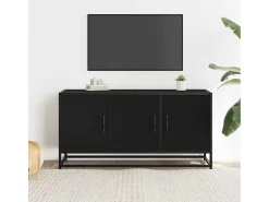 Mueble de TV madera de ingeniería y metal negro 100x35x50 cm