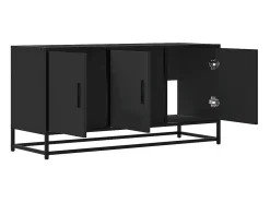 Mueble de TV madera de ingeniería y metal negro 100x35x50 cm