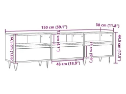 Mueble de TV madera ingeniería madera envejecida 150x30x44,5 cm