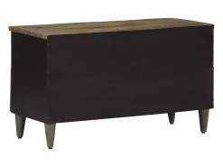 Mueble de TV madera maciza de mango negro 80x33x46 cm