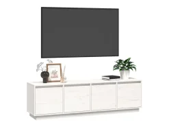 Mueble de TV madera maciza de pino blanco 156x37x45 cm