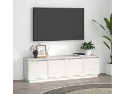 Mueble de TV madera maciza de pino blanco 156x37x45 cm