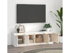 Mueble de TV madera maciza de pino blanco 156x37x45 cm