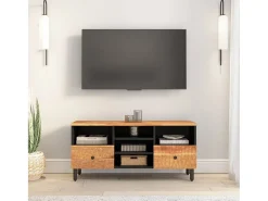 Mueble de TV madera maciza de acacia 100x33x46 cm