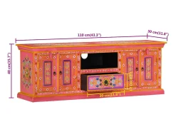 Mueble de TV madera maciza de mango rosa 110x30x40 cm