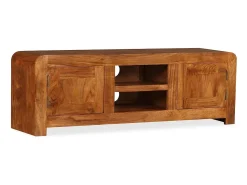 Mueble de TV madera maciza acabado miel 120x30x40 cm