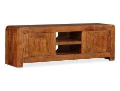Mueble de TV madera maciza acabado miel 120x30x40 cm