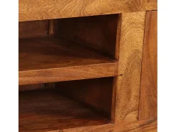 Mueble de TV madera maciza acabado miel 120x30x40 cm