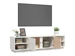 Mueble de TV madera maciza de pino blanco 156x40x40 cm