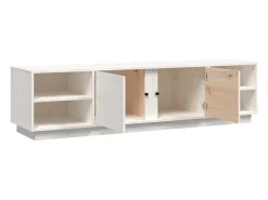 Mueble de TV madera maciza de pino blanco 156x40x40 cm