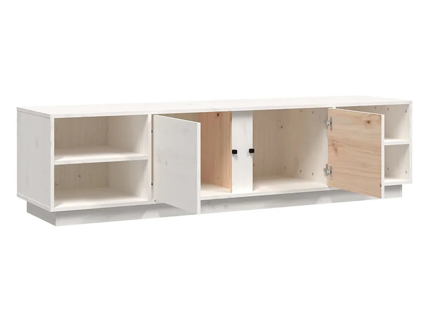 Mueble de TV madera maciza de pino blanco 156x40x40 cm