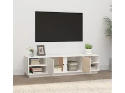 Mueble de TV madera maciza de pino blanco 156x40x40 cm