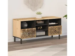Mueble de TV madera maciza de mango 100x33x46 cm