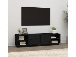 Mueble de TV madera maciza de pino negro 156x40x40 cm