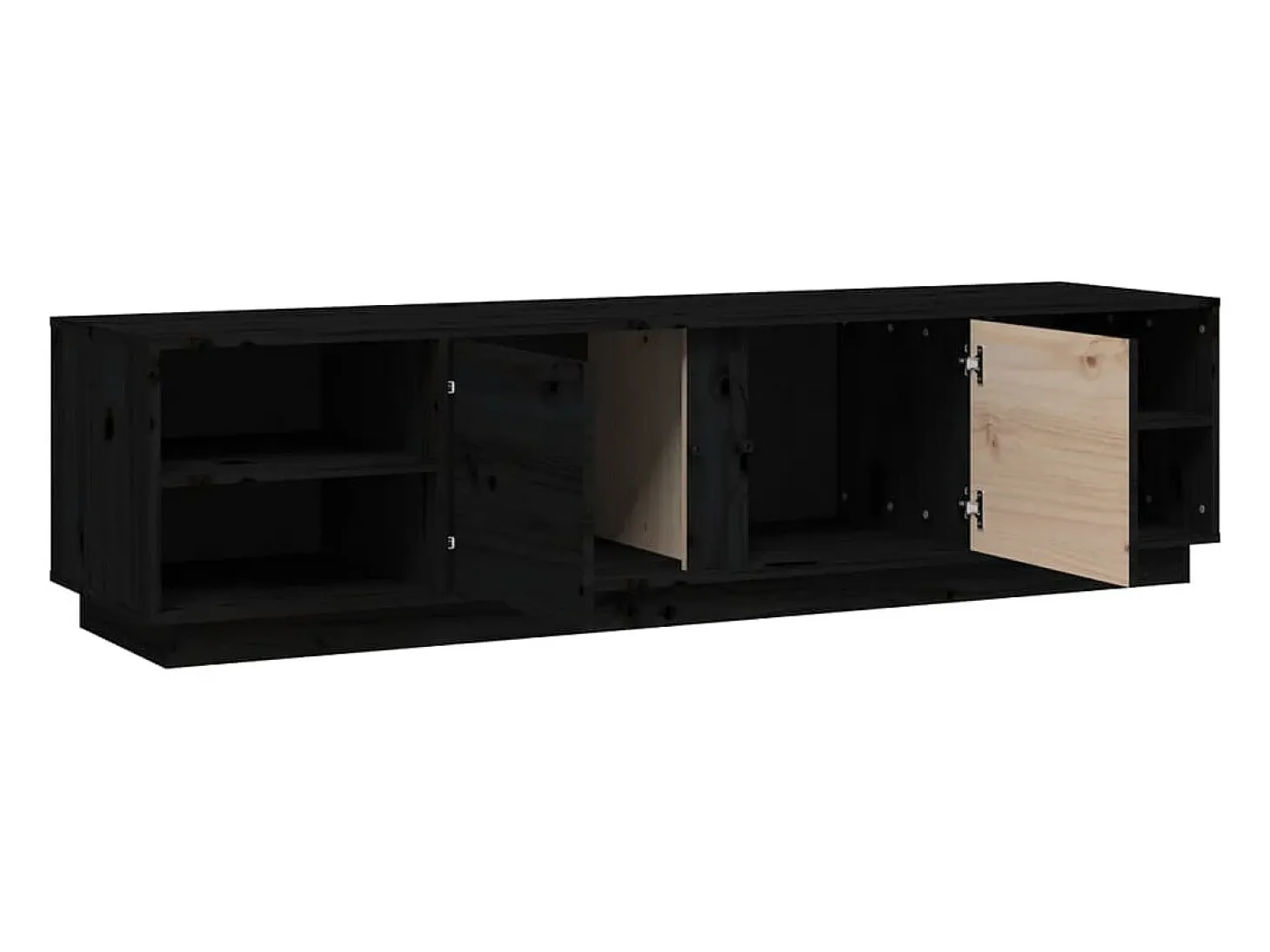 Mueble de TV madera maciza de pino negro 156x40x40 cm