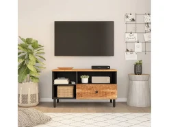 Mueble de TV madera maciza de acacia 80x33x46 cm