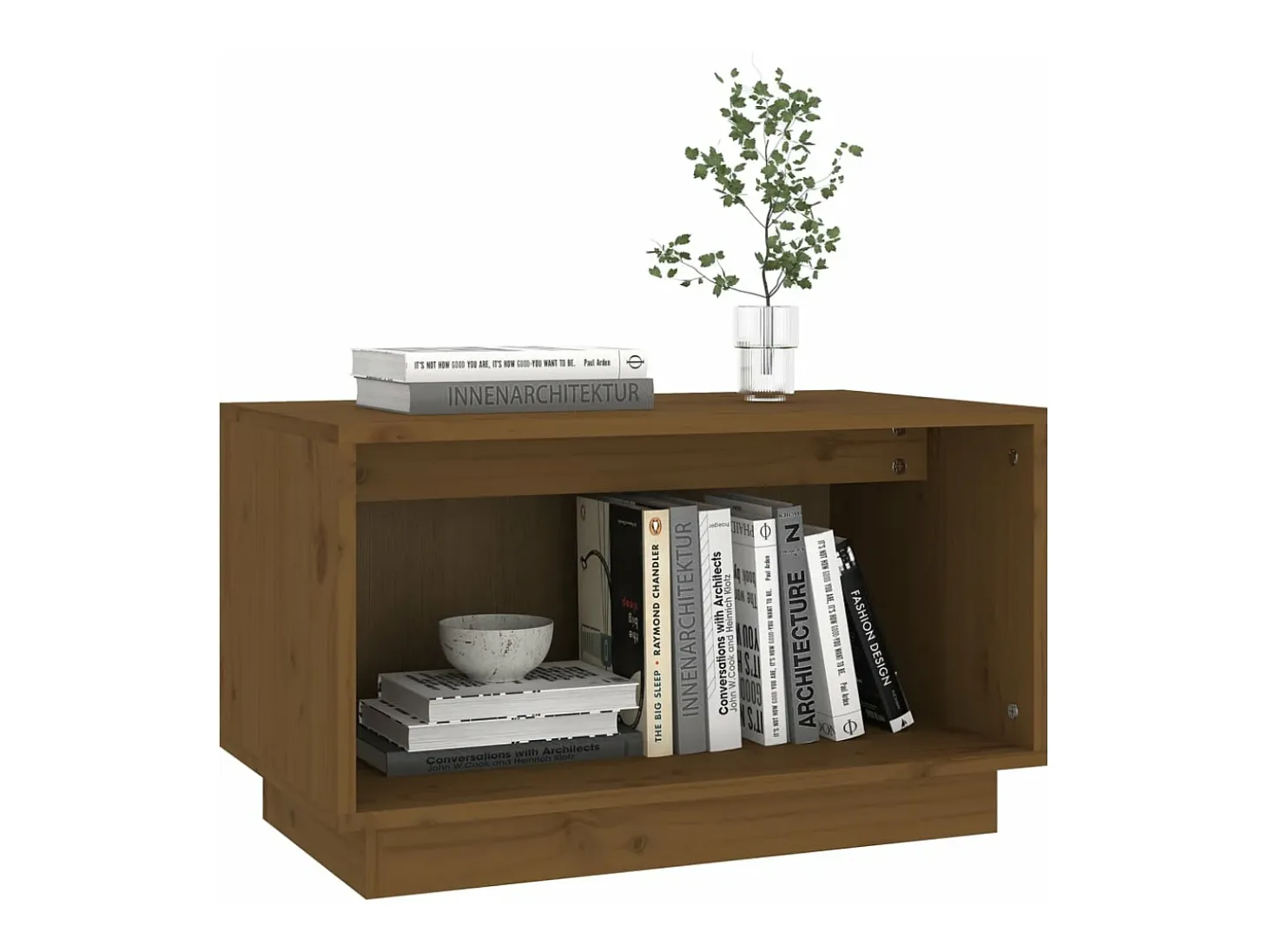 Mueble de TV madera maciza de pino marrón miel 60x35x35 cm