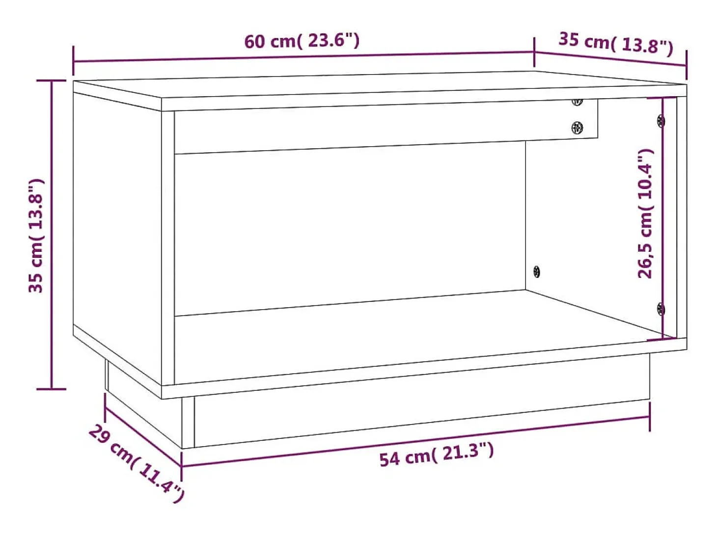 Mueble de TV madera maciza de pino marrón miel 60x35x35 cm