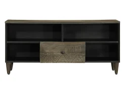 Mueble de TV madera maciza de mango negro 100x33x46 cm