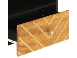 Mueble de TV madera maciza de mango marrón negro 80x33,5x46 cm