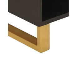 Mueble de TV madera maciza de mango marrón negro 80x33,5x46 cm