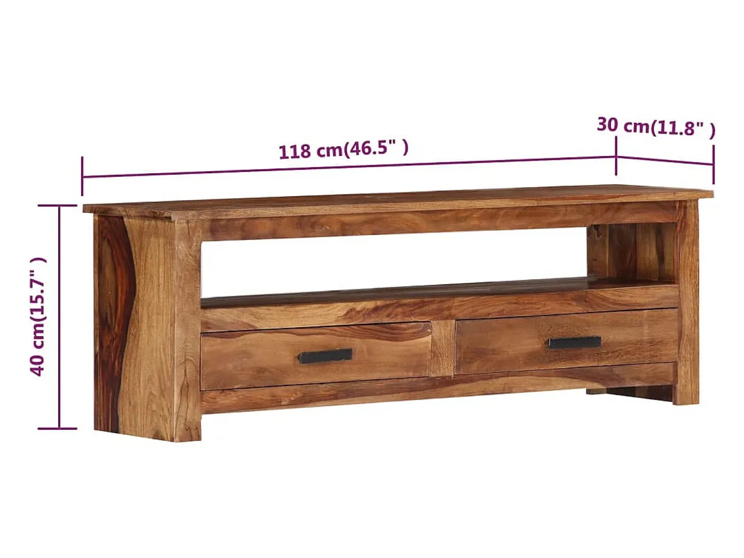Mueble de TV madera maciza de Sheesham 118x30x40 cm