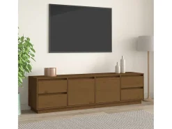 Mueble de TV madera maciza de pino marrón miel 176x37x47,5 cm