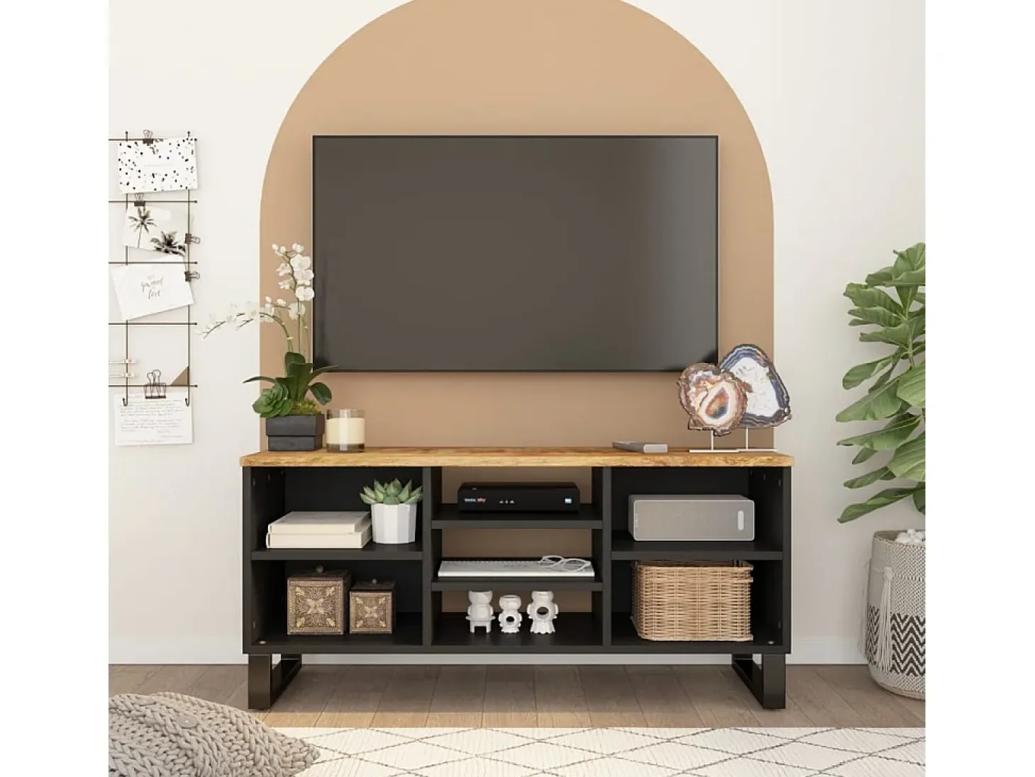 Mueble de TV madera mango y madera contrachapada 100x33x46 cm