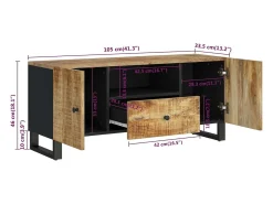 Mueble de TV madera mango y madera contrachapada 105x33,5x46 cm
