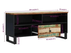 Mueble de TV madera reciclada madera contrachapada 100x33x46cm