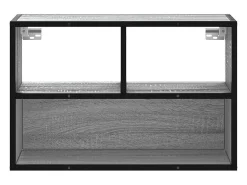 Mueble de TV madera y metal roble ahumado 60x31x39,5 cm