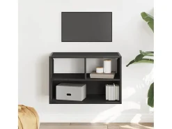 Mueble de TV metal y madera de ingeniería negro 60x31x39,5 cm