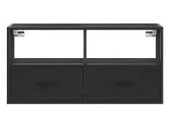 Mueble de TV metal y madera de ingeniería negro 80x31x39,5 cm