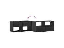 Mueble de TV metal y madera de ingeniería negro 80x31x39,5 cm