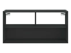 Mueble de TV metal y madera de ingeniería negro 80x31x39,5 cm